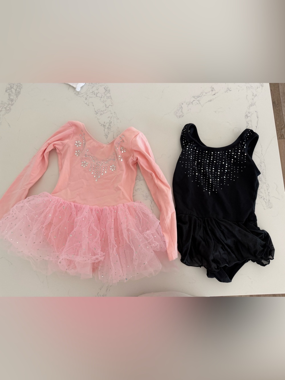 TWO items! Pink Tulle Ballet Dress and Black Sparkle Leotard Set